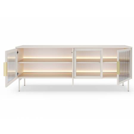 Szafla rtv 180 cm kaszmir komoda po telewizor 4D + LED przeszklona LIMA